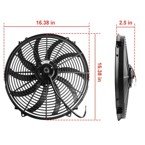 labwork 16" Electric Radiator Fan HIGH 3000+CFM Thermostat Wiring Switch Relay KIT Black