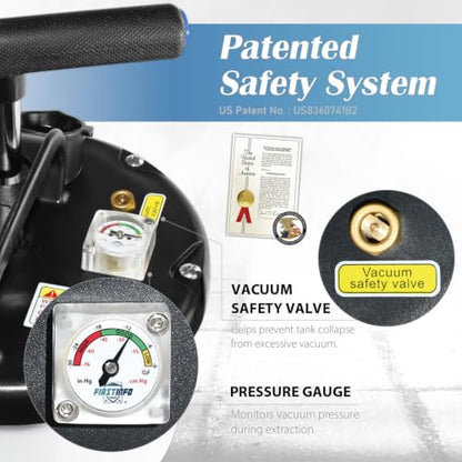 FIRSTINFO A1108USY5 9L Patented Pneumatic/Manual Oil Extractor 5 Tubes - size: 9L Pneumatic/Manual w/ Pressure Gauge