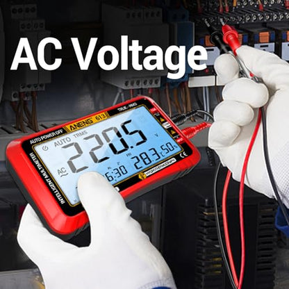 ANENG Digital Multimeter Tester,4000 Counts Voltage Tester,Auto-Ranging TRMS Volt Meter,Large LCD Ohm Meter Measures AC/DC Current,Voltage,Resistance, Diode,Continuity,Capacitance,Temperature(Red) - style: 613 Red Large Screen