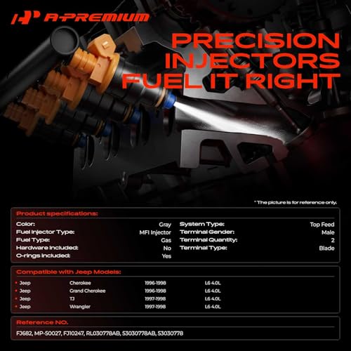 A-Premium Fuel Injectors Compatible with Jeep - style: Pack of 6