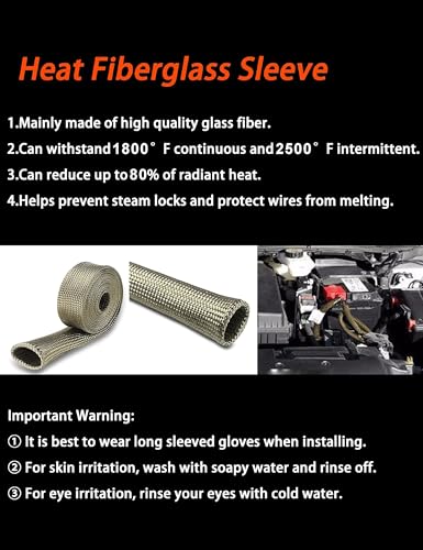 Fuel Line Heat Shield Wire Heat Shield Heat Shield Sleeve Auto Hose Spark Plug Wire Heat Shield diesel heater exhaust sleeve 2500 Degree for Car&Auto Wire Loom Brake Cable (3/4"IDX10',Titanium) - color: Titanium, size: 3/4" IDX10'