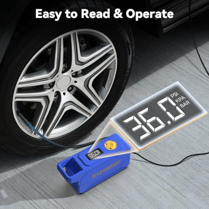 150 PSI Tire Inflator Portable Air Compressor with Digital Pressure, Blue - color: Blue