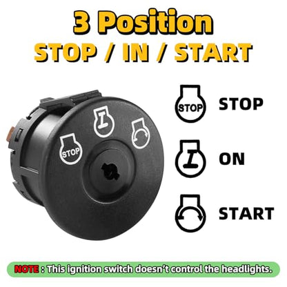 Ignition Starter Switch 3 Position 5 Terminals 925-04228 with Key for Craftsman, Troy-Bilt, MTD, Cub Cadet, Husqvarna, JD, AYP, Bad Boy Delta, Replace 725-04228 725-04659 925-04659 - size: 725-04228