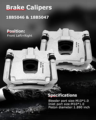 cciyu Rear Left & Right Disc Brake Calipers w/Bracket 18B5046 18B5047 - size: Rear[18B5046+18B5047]