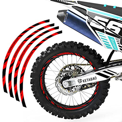KETABAO Dirt Bike Rim Tape W02 Decal Stickers Stripes 21 19 inch Compatible with RM250 RMZ 250 450 RM-Z250 (Red) - color: Red