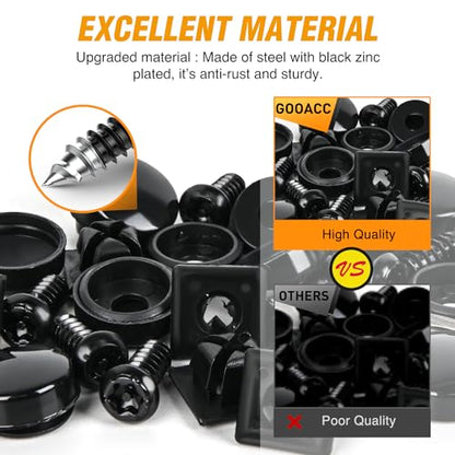 GOOACC 8 Sets Anti-Theft Stainless Steel License Plate Screw Kit - color: 8 Sets License Plate Screw