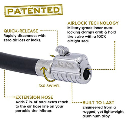 JACO Lightning S2X Quick-Connect Locking Tire Inflator Air Chuck Attachment - style: Straight Head