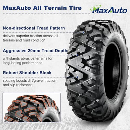 MaxAuto 2-Pack 27x9-14 UTV/ATV Front Tires - All-Terrain Mud & Sand Off-Road Performance, 6-Ply Tubeless Construction for Enhanced Durability & Traction - size: 27x9-14 Front