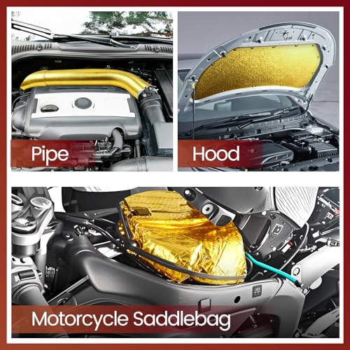 Aluminum Adhesive Heat Shield Wrap for Automotive, 40x24 in, Gold - color: Gold, size: 40" x 24"