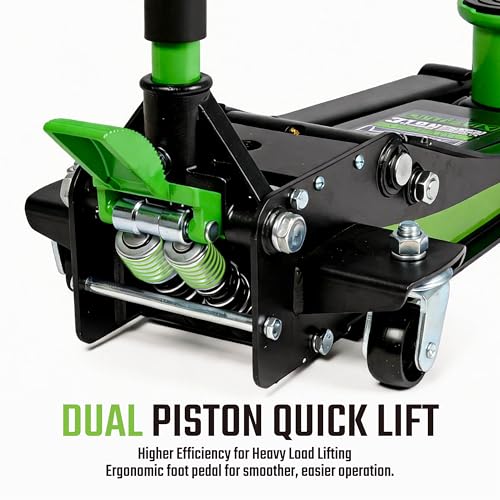 Heavy Duty 3-Ton (6600 lbs) Low Profile Steel Racing & Off-Road Hydraulic Car Floor Jack with Dual Piston Quick Lift Pump, Foot Pedal, Extension Adapter for Cars, SUVs & Trucks Repair - size: 3 Ton with Extension