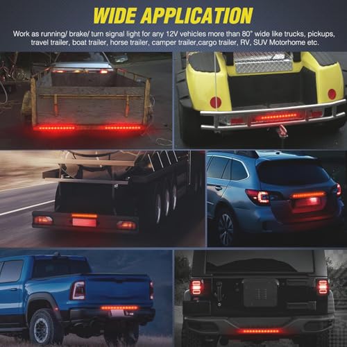 2 Pack 16 Inch 12 LED Red Trailer Brake Tail Light Bar