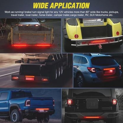 2 Pack 16 Inch 12 LED Red Trailer Brake Tail Light Bar