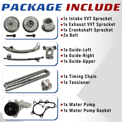 1AR-FE 2AR-FE Engine Timing Chain Kit & Water Pump For Toyota 2.5L 2.7L