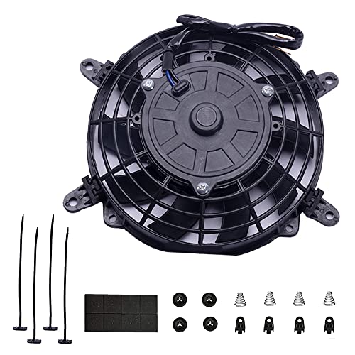 7" Electric Radiator Cooling Fan Assembly Kit with 12V 80W Motor Universal High Performance Slim Fan Push Pull Black Curved Blades - style: 7" Curved