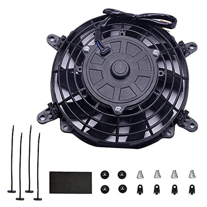 7" Electric Radiator Cooling Fan Assembly Kit with 12V 80W Motor Universal High Performance Slim Fan Push Pull Black Curved Blades - style: 7" Curved
