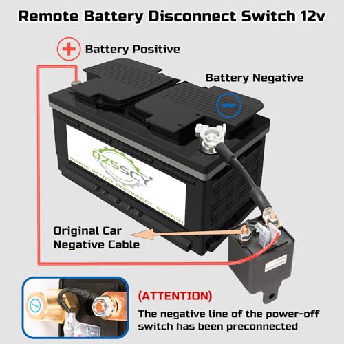Remote Battery Disconnect Switch 12v, Kill Switch for Car Truck, Anti-Theft - color: 250A with Long Negative Wire