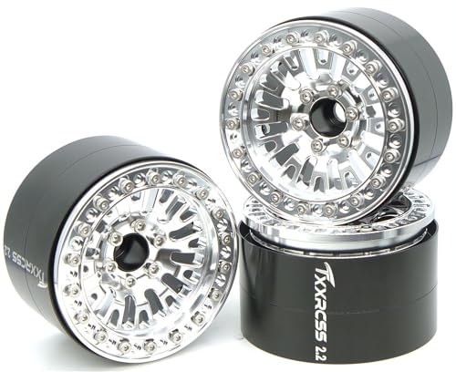 198g Super Heavy Duty 2.2 Beadlock Wheel Rims for 1/10 RC Crawle (Silver) - color: Silver