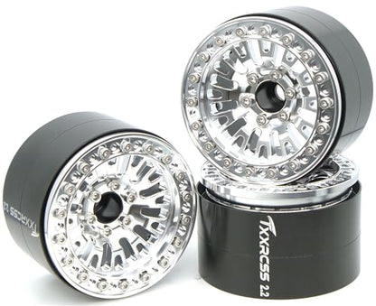 198g Super Heavy Duty 2.2 Beadlock Wheel Rims for 1/10 RC Crawle (Silver) - color: Silver