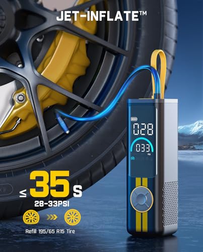 Fanttik X9 APEX Portable Air Compressor for Car Tires, 35s Fast Inflation - color: Racing Yellow