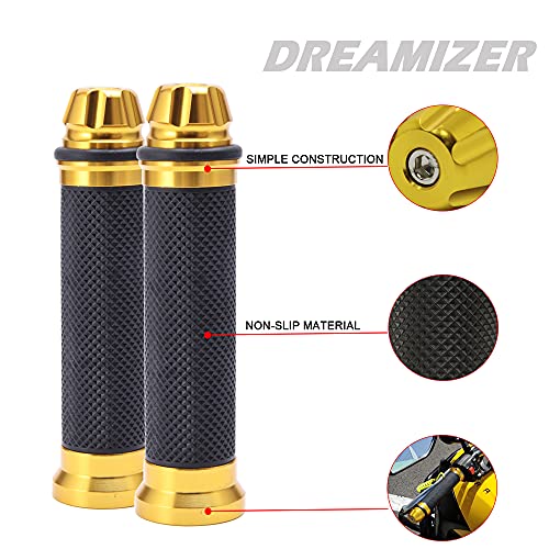 DREAMIZER 7/8" 22mm Motorcycle Handle Grip Universal Dirt Pit Bike Motocross Rubber Gel Hand Grips Brake Hands - Gold - color: Gold