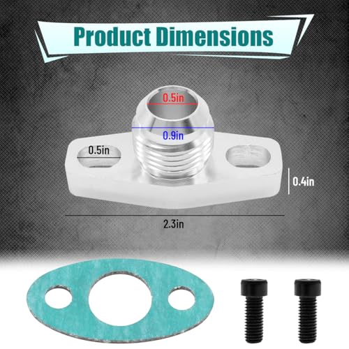 AN10 Oil Drain Flange, Aluminum Alloy Vehicle Turbo Oil Return Drain Flange Adapter with Gasket & Bolts, Leak Proof Automotive Replacement Accessories, Compatible with GT28 GT30 GT35 - size: AN10