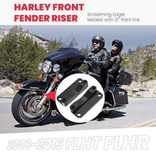 Front Fender Risers 20mm Relocator Spacer Fender Bracket Lift Mount Kit Fit Harley 1993-2013 Touring Model 21" Wheel Models 3 inch Hole Center Black - color: Black