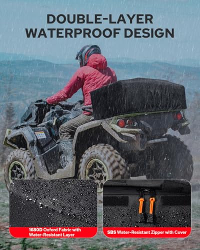Benlari Upgraded ATV Bag, 74L Large Waterproof ATV Storage Bag with 14L Cooler Bag, 4 Wheeler Cargo Bag Rear Rack Seat Bag with Rain Cover Compatible with Polaris Sportsman Fourtrax CanAm Kawasaki
