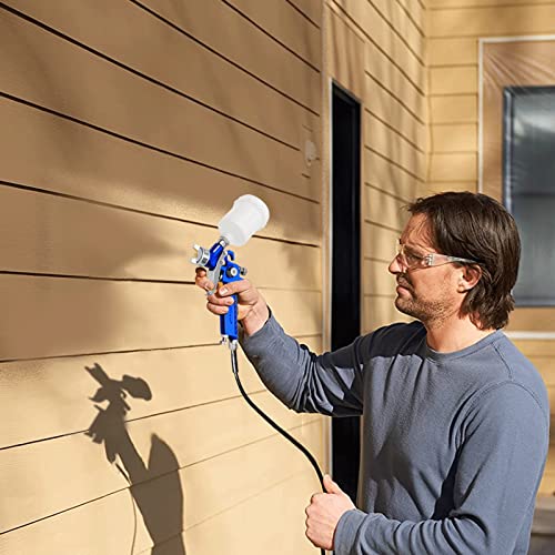 HVLP Mini Spray Gun Air Paint Sprayer with 0.8 mm Nozzle, 125 cc Capacity Cup Gravity Feed Spray Paint Gun for House Painting, Automotive and Furniture Painting… - color: Blue, size: 0.8 mm Nozzle-125 cc-Blue