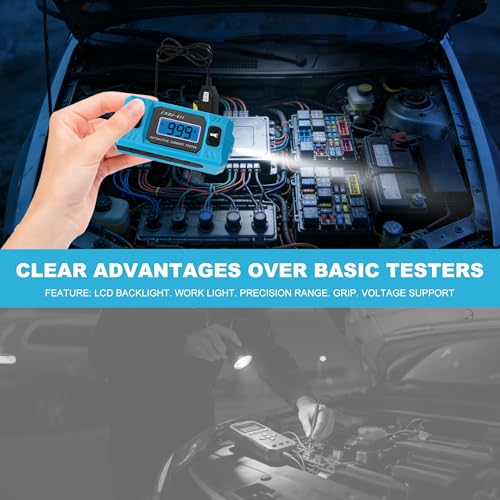 Automotive Circuit Fault Probe Tester, 20A 48V Car Relay Fuse Blade Test, Cnbj-611 Parasitic Draw Tester, with LED Display & Front Light, High-Precision for Cars, Trucks, Suvs