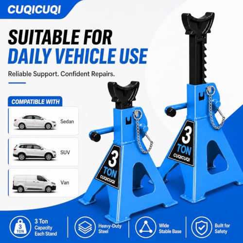 Jack Stands, Heavy Duty Car Jack Stand with Lock Pin and Large Foot Base for Car SUV, 3 Ton Stand Car Lift 1 Pair Light Blue - color: Light Blue