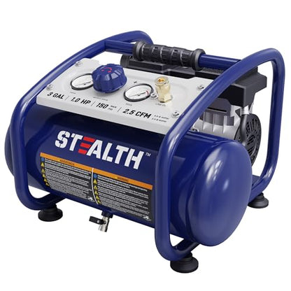 STEALTH Air Compressor 3 Gallon, Quiet Air Compressor, Oil-Free Air Tool, for Tire Inflator, Auto Repair, Woodwork Nailing (SAQ-1301) - style: SAQ-1301-FBA