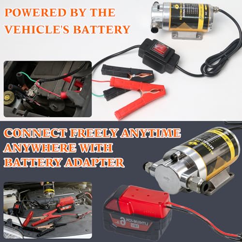 Portable Oil Extractor Pump Compatible with Milwaukee M18 Battery - color: SET 01+Red battery adapter