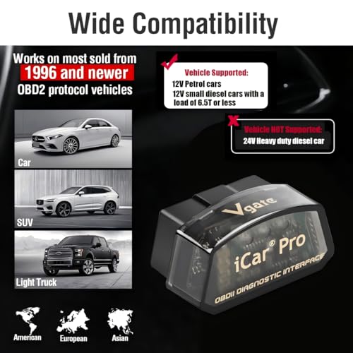 Vgate iCar Pro Bluetooth 4.0 (BLE) OBD2 Fault Code Reader OBDII Code Scanner Car Check Engine Light for iOS/Android - size: ICAR PRO BLE4.0 - iOS, Android & Windows