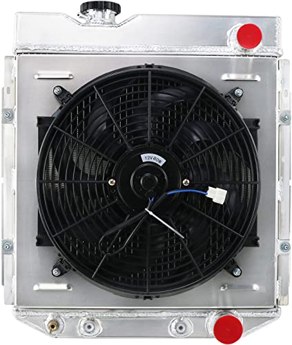 ALLOYWORKS 4 Row All Aluminum Radiator+Shroud+14"Fan For 1963-1966 Ford Mustang/Falcon/Mercury/Comet V8