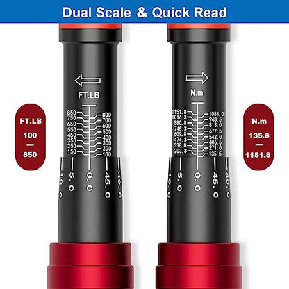 SUERCUP 3/4-inch Drive Click Torque Wrench, 100-850ft.lb/135.5-1151.8Nm - size: 3/4" 100-850 Ft.Lb/135.5-1151.8 N.m