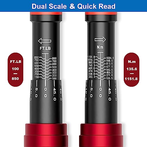 SUERCUP 3/4-inch Drive Click Torque Wrench, 100-850ft.lb/135.5-1151.8Nm - size: 3/4" 100-850 Ft.Lb/135.5-1151.8 N.m