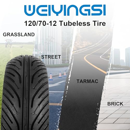 120/70-12 Tubeless Tire for Scooter, Moped, Tricycle - Bias-6PR 58 L-1 PACK - size: 120/70-12