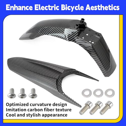 E-Bike Front and Rear Fender Compatible with Tuttio Soleil 01 Electric Dirt Bike Mud Guard Replacement for Tutti Soleil01 Electric Off-Road Motorcycle Mudguard, Carbon Fiber Texture, 2Pcs