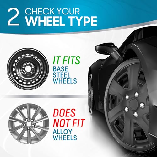 BDK Premium 16” Inch Rim Wheel Cover Hubcaps for Cars Trucks SUVs Vans - color: Black