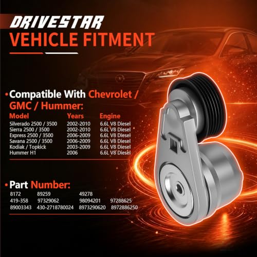 38172 Belt Tensioner w/Pulley for Chevy Silverado GMC Sierra - size: 38172