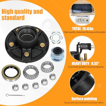 2 Sets 3500Lbs Axle Trailer Hub Kit 5 Bolt 4.5",5 Lug Trailer Hub Fit 1-1/16" to 1-3/8" Trailer Tapered Spindle,Boat Trailer Hubs 5 Lug,Trailer Wheel Hub Kit(Not fit Straight Spindle) - style: 5 on 4.5" Trailer Hub Kit for 3,500 lb Axle