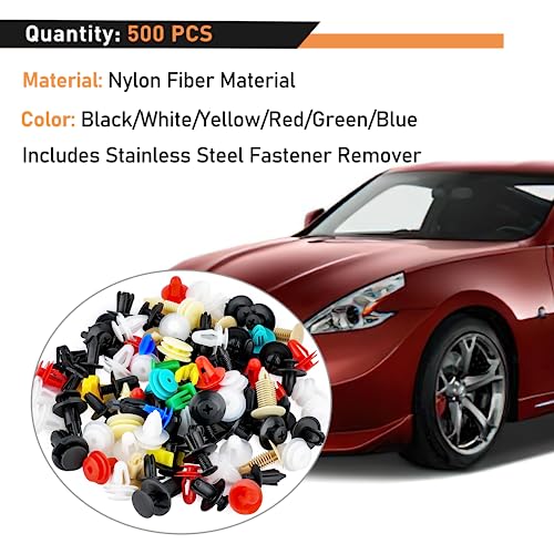 GOOACC 501PCS Universal Car Clips Mixed Auto Bumper Fender Trim Door - color: 500Pcs Mixed Clips + 1 Remover