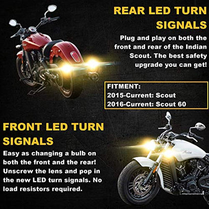 Eagle Lights Sunburst LED Front and Rear Turn Signals, fits Indian Scout, Pair of 2 - color: Scout LED Turn Signals