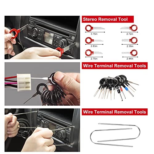 Trim Removal Tool Kit 330Pcs Car Removal Tool Kit Pry Tool Set Auto Clip Pliers Panel Door Radio Dash Window Bumper Adhesive Cable Clips Retainer Clip Set Terminal Removal Tool Set Fastener Remover - color: Red