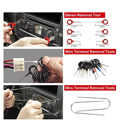 Trim Removal Tool Kit 330Pcs Car Removal Tool Kit Pry Tool Set Auto Clip Pliers Panel Door Radio Dash Window Bumper Adhesive Cable Clips Retainer Clip Set Terminal Removal Tool Set Fastener Remover - color: Red