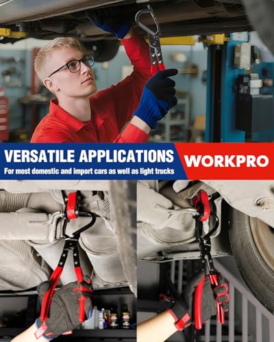 WORKPRO Exhaust Hanger Removal Tool with 4 Rubber Hangers, Red - color: Red