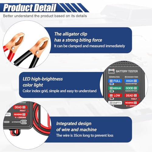 12V Car Battery Tester, Car Alternator Charging System Analyzer