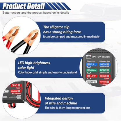 12V Car Battery Tester, Car Alternator Charging System Analyzer