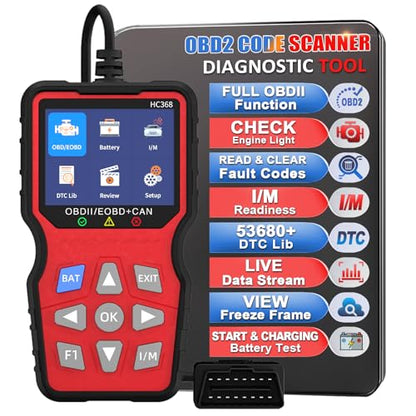 OBD2 Scanner Professional, Car Diagnostic Tool with Live Data & Battery Tester – Works for BMW, Audi, Mercedes, VW & All Cars 10 Modes, Check Engine Light Reader, Oil Reset, Smog Test
