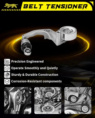 Oktiger High Performanced Belt Tensioner Assembly with Pulley Fit for Honda Civic ex dx lx gx 2007 2008 2009 2010 2011/lx-s ex-l 2009 2010 2011, 1.8L L4, Replace OE # 39077, 31170RWK005, 31170RWK015. - size: 39077